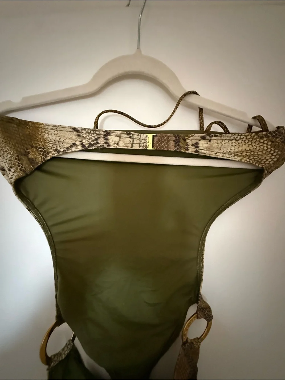 Michael Kors Snake-Print Reptile swimsuit in Brown and Olive
